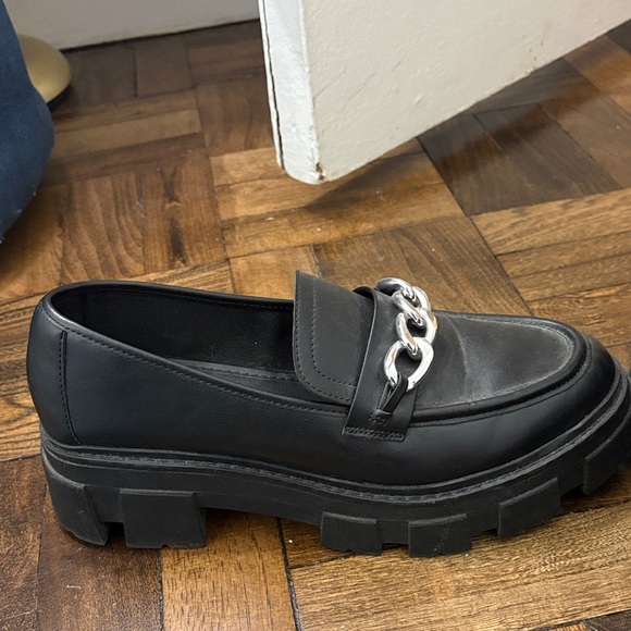NOBO Black Loafers with Silver Chain Accent - Picture 3 of 5